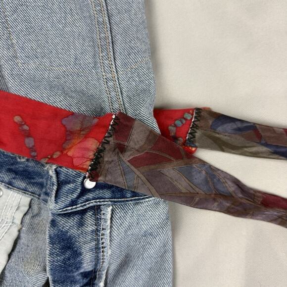 Handmade Upcycled Denim Bib Apron OS Cottagecore Country DIY Artsy Mixed Media - Picture 9 of 14